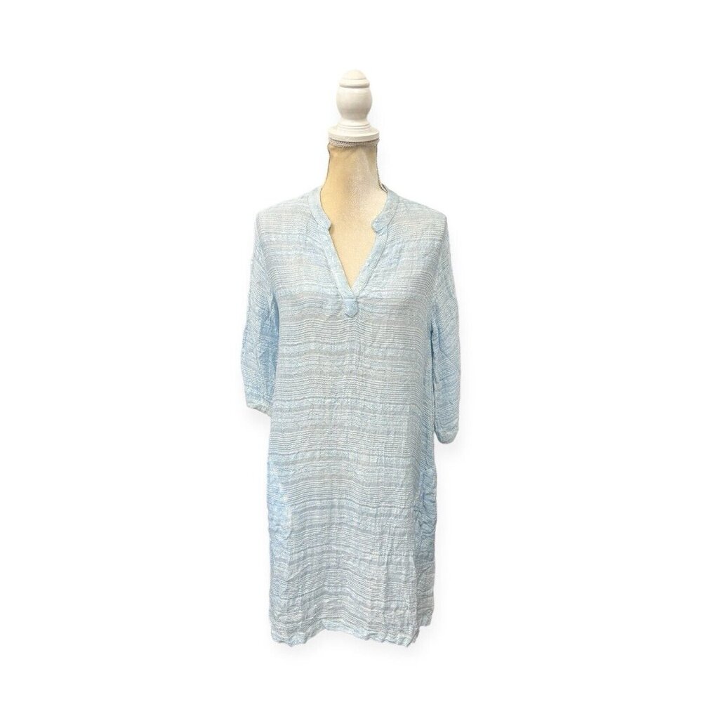 Ruby Yaya Blue Tunic Dress Size S Small 3/4 Sleeve